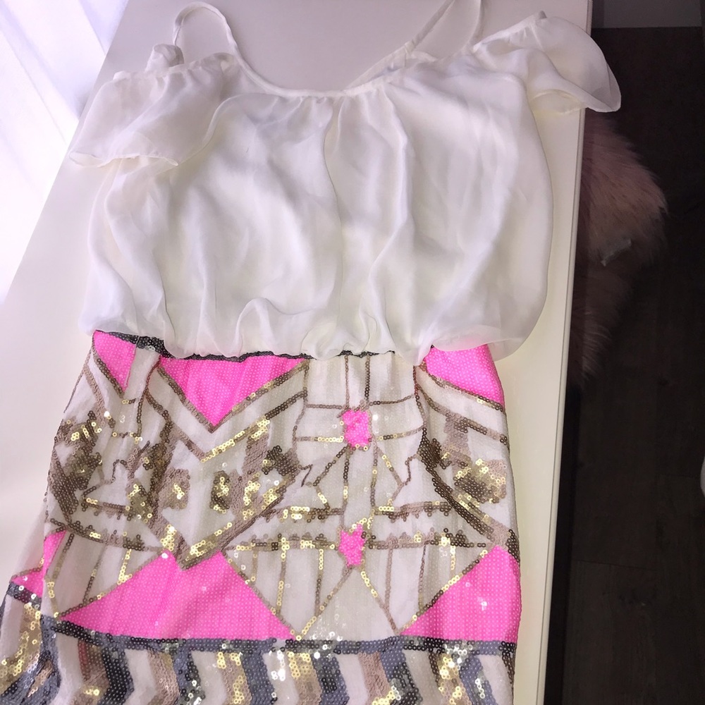 Off the shoulder dress with sequined bottom